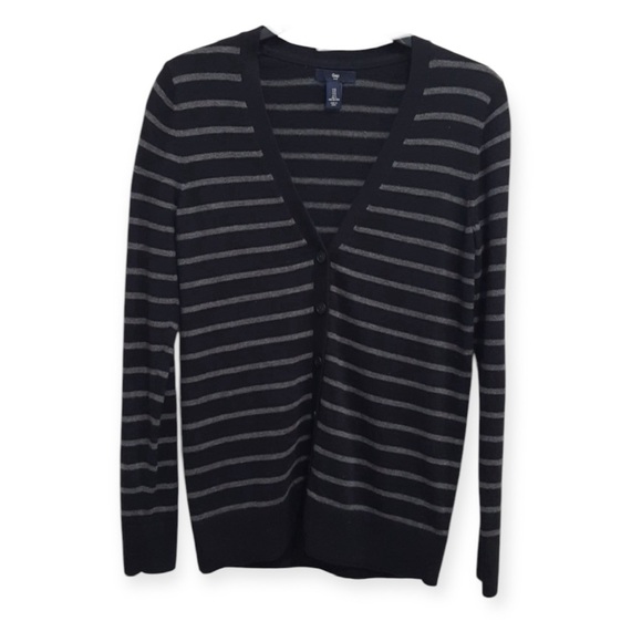 Gap Wool Blend V-Neck Button Down Cardigan Black Grey Size XS - Picture 8 of 8